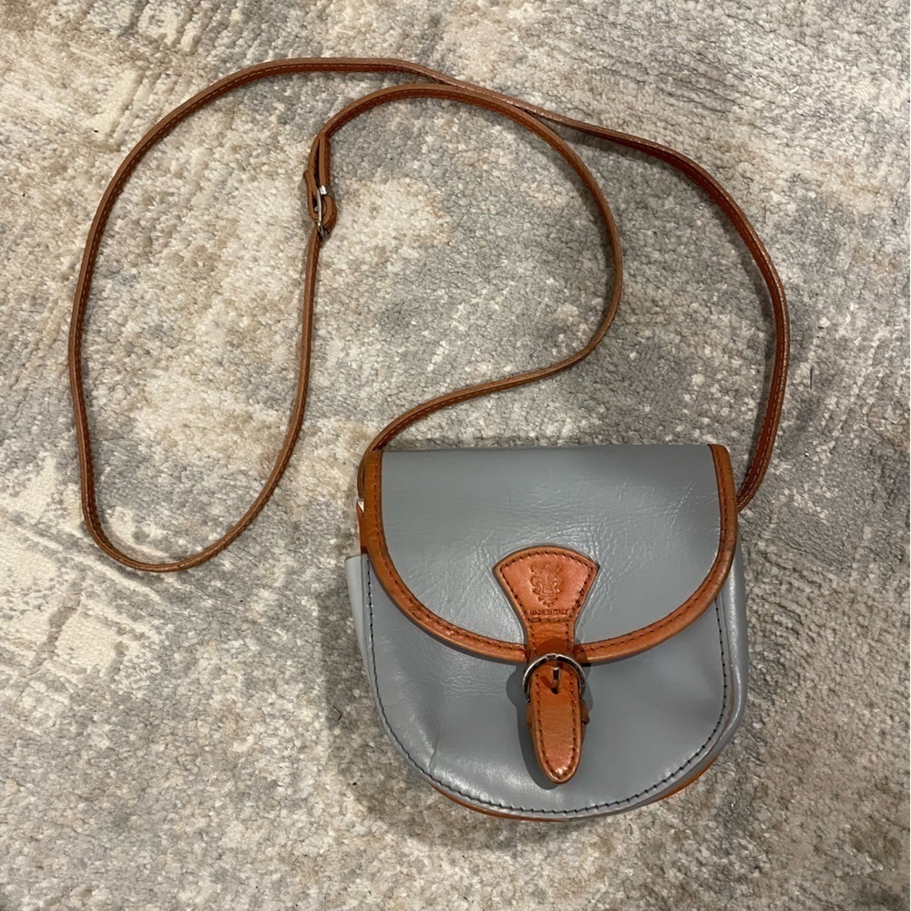 Genuine Leather Small Gray Crossbody Purse Made in Italy 🇮🇹 Florence